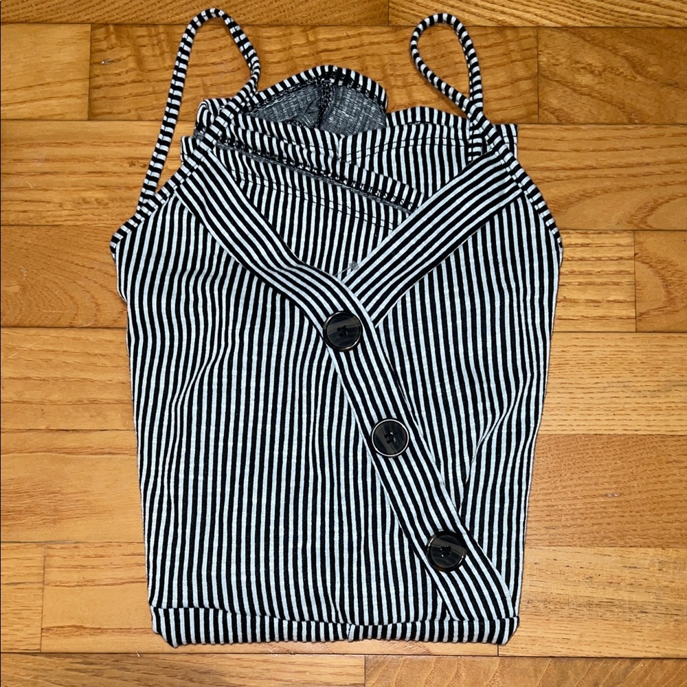 Caution To The Wind Black and White Striped Dress